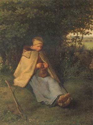 jean-francois millet Woman knitting (san19) oil painting picture